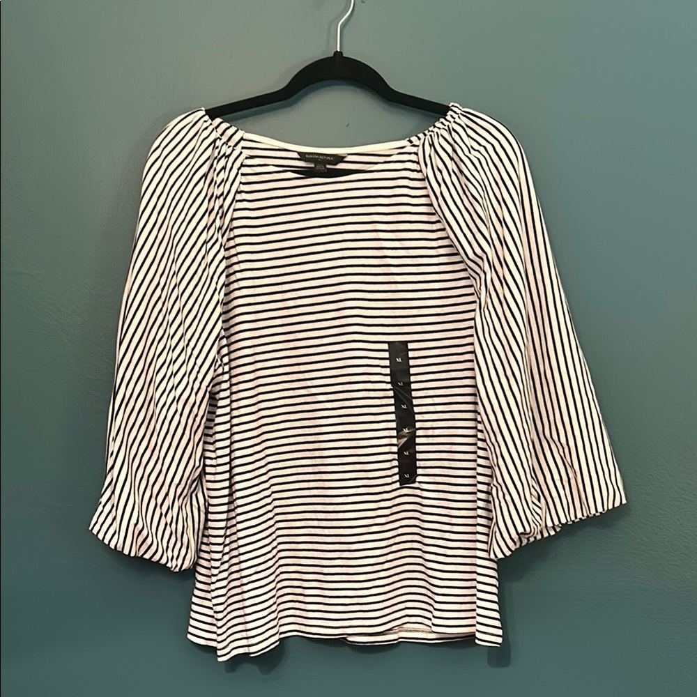 Banana Republic Black and White Striped Blouse